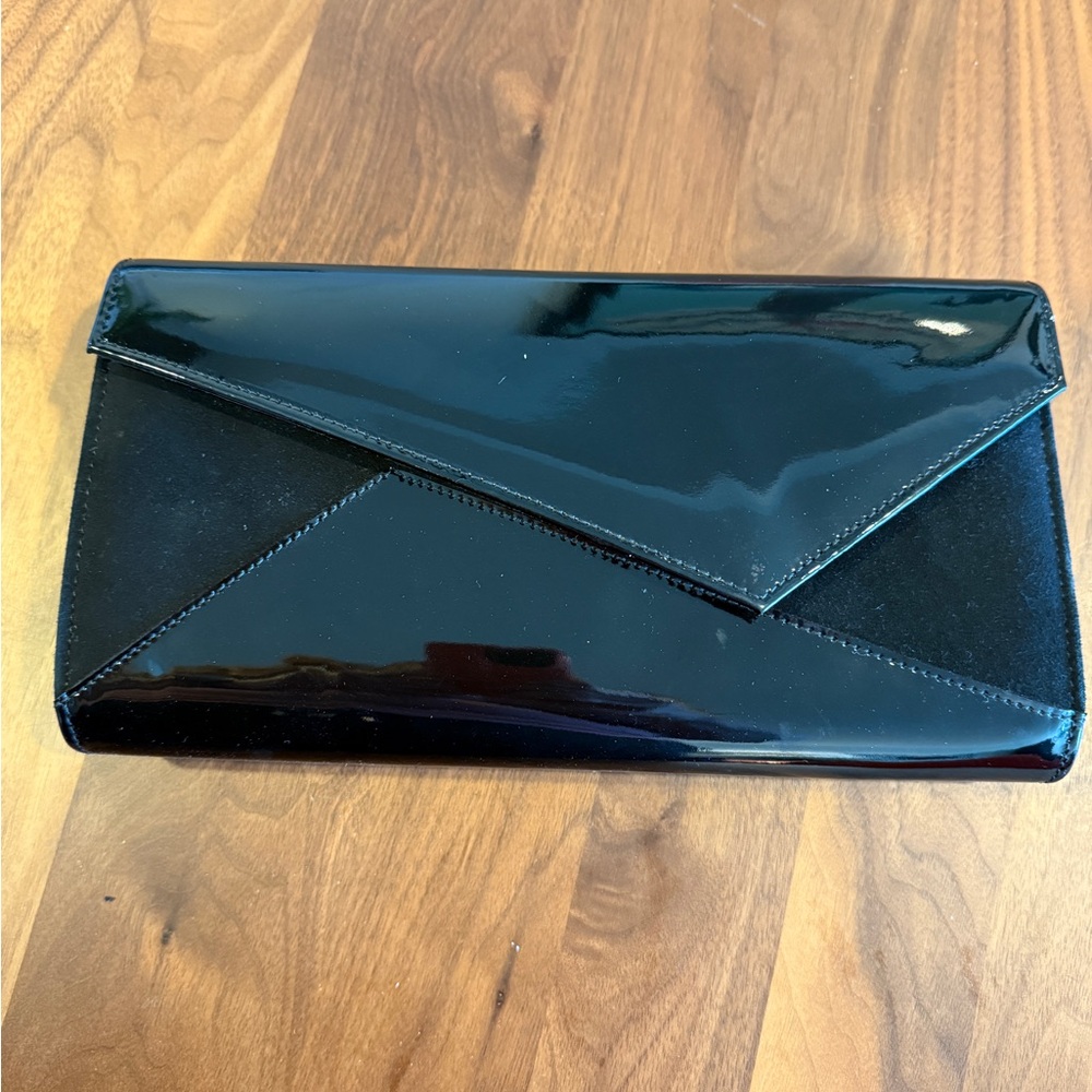 Elegant Black Patent Envelope Clutch